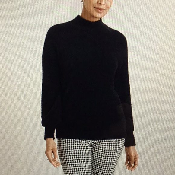 Chico’s Mock-Neck Eyelash Sweater, Black, 3 - NWT! - Picture 7 of 7